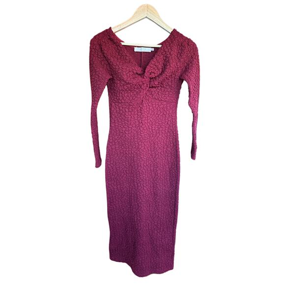 ASTR The Label Women's Maroon Deep Red Textured Midi Length Dress - Picture 2 of 6